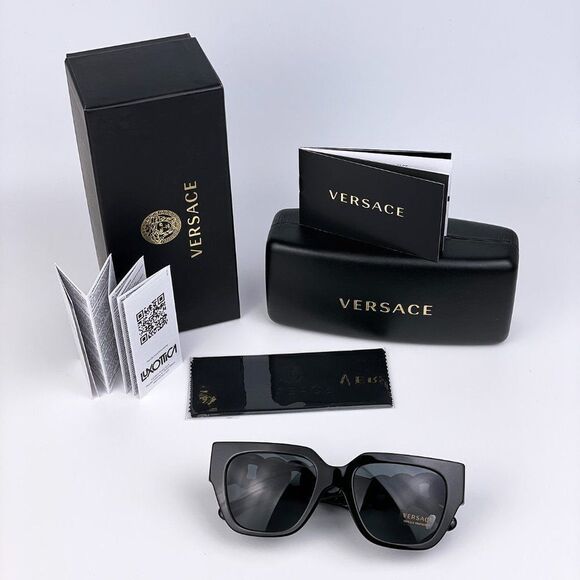 NEW Versace VE4409 GB1/87 Black Gray Square Women Square Sunglasses - Picture 6 of 13